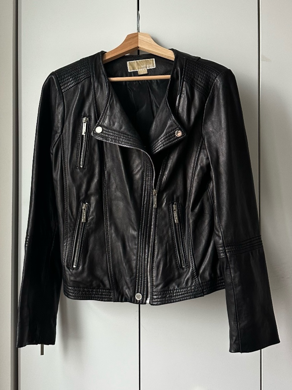 Michael Kors Women's Leather Motorcycle Jacket - Size Medium